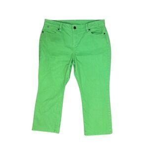 Talbots Signature Crop Flare Jeans Womens 10P Green Stretch Denim Petite 30"